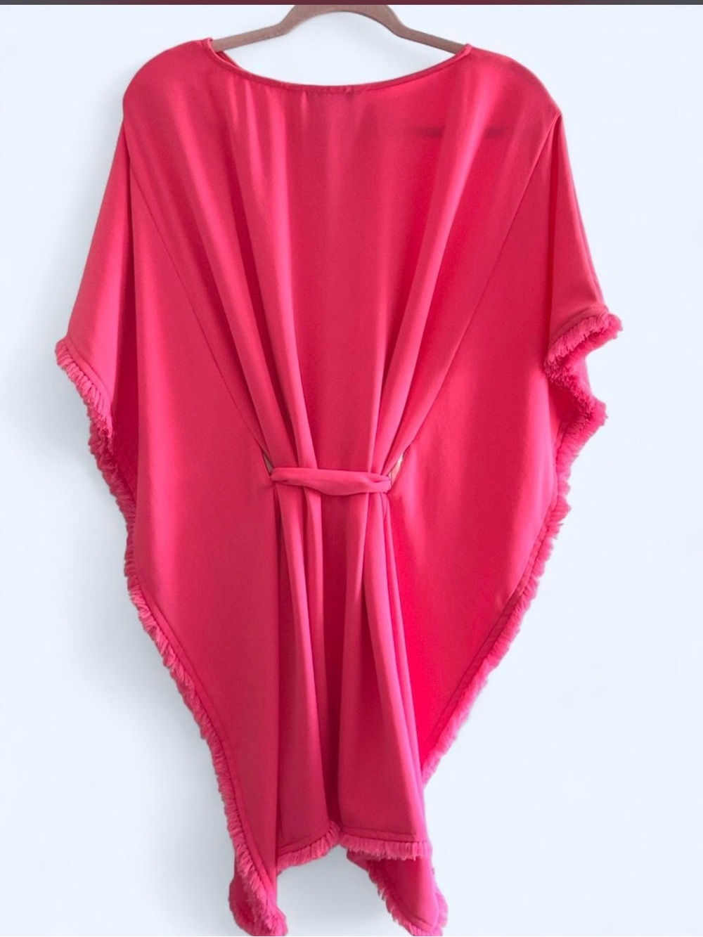 Trina Turk Mini Neena Fringe Caftan Size S Pink
